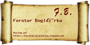 Ferster Boglárka névjegykártya