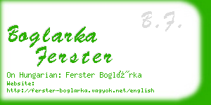 boglarka ferster business card